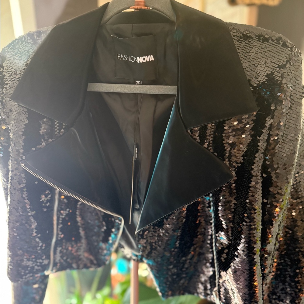 Fashion Nova Black Sequin Blazer